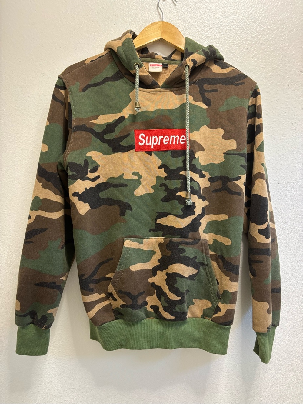 Supreme Camo Crewneck Hoodie - Green/Brown with Red Box Logo